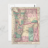  kaart van Washington en Oregon (1875) (Voorkant / Achterkant)