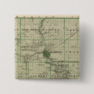 Kaart van Webster County, staat Iowa Vierkante Button 5,1 Cm