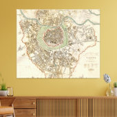 kaart van Wenen (1833) Canvas Afdruk (Insitu (Woonkamer))