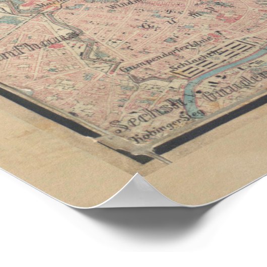 kaart van Wenen (1875) Poster (Hoek)