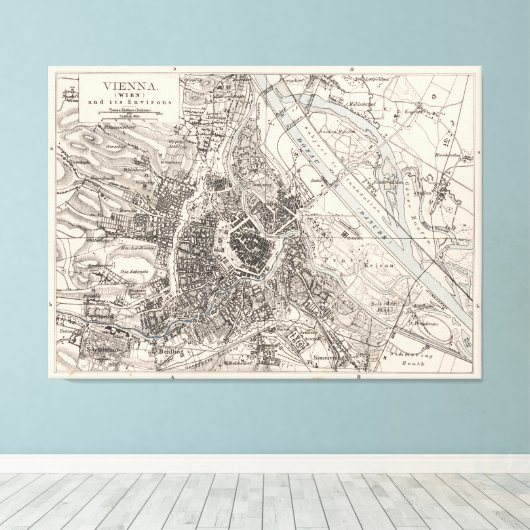 kaart van Wenen Oostenrijk (1906) Canvas Afdruk (Insitu (Houten vloer))