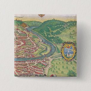 Kaart van Wenen Vierkante Button 5,1 Cm
