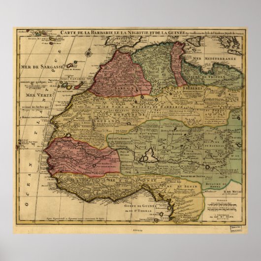  kaart van West-Afrika (1742) Poster (Voorkant)