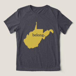Kaart van West Virginia Belong State Pride Tri-Blend Shirt