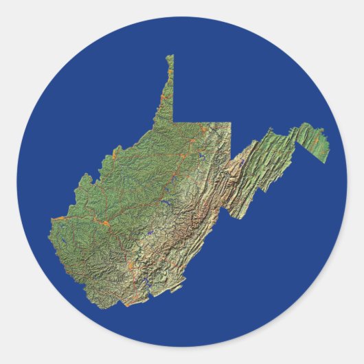 Kaart van West Virginia Sticker (Voorkant)