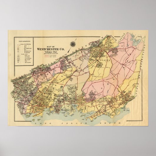 Kaart van Westchester Co Poster (Voorkant)