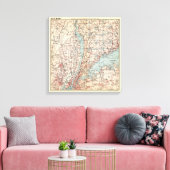 Kaart van Westchester County, New York Canvas Afdruk (Insitu (Woonkamer))