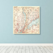 Kaart van Westchester County, New York Canvas Afdruk (Insitu (Houten vloer))