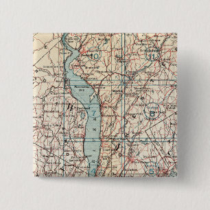 Kaart van Westchester County, New York Vierkante Button 5,1 Cm