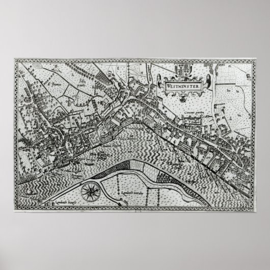 Kaart van Westminster uit 'Speculum Britannia' Poster (Voorkant)