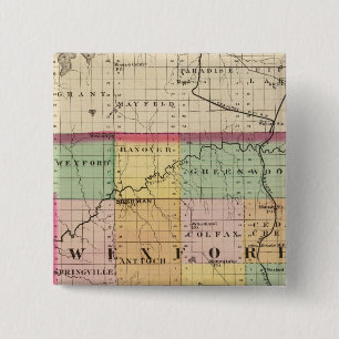 Kaart van Wexford County, Michigan Vierkante Button 5,1 Cm