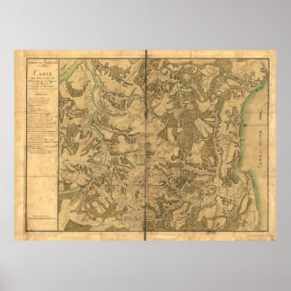 Kaart van Williamsburg voor Comte de Rochambeau Poster