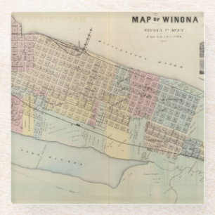 Kaart van Winona, Minnesota Glazen Onderzetter