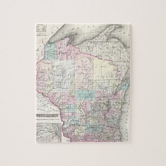 kaart van Wisconsin (1855) Legpuzzel (Verticaal)
