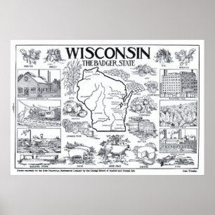 kaart van Wisconsin (1912) Poster