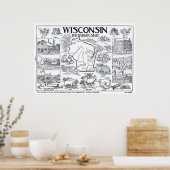  kaart van Wisconsin (1912) Poster (Keuken)