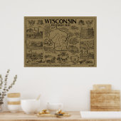  kaart van Wisconsin (1912) - Tan Poster (Keuken)