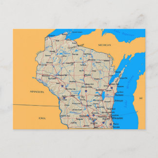 Kaart van Wisconsin Post Cards