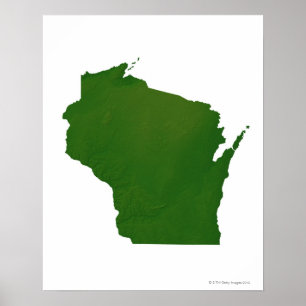 Kaart van Wisconsin Poster