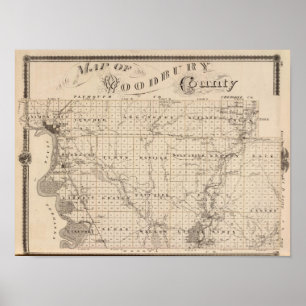 Kaart van Woodbury County, staat Iowa Poster