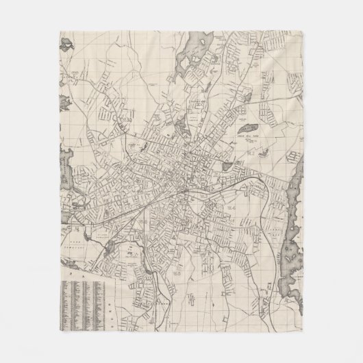 kaart van Worcester Massachusetts (1919) Fleece Deken (Voorkant)