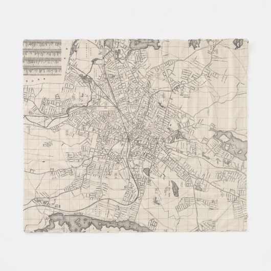 kaart van Worcester Massachusetts (1919) Fleece Deken (Voorkant (Horizontaal))