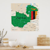 Kaart van Zambia Poster (Keuken)