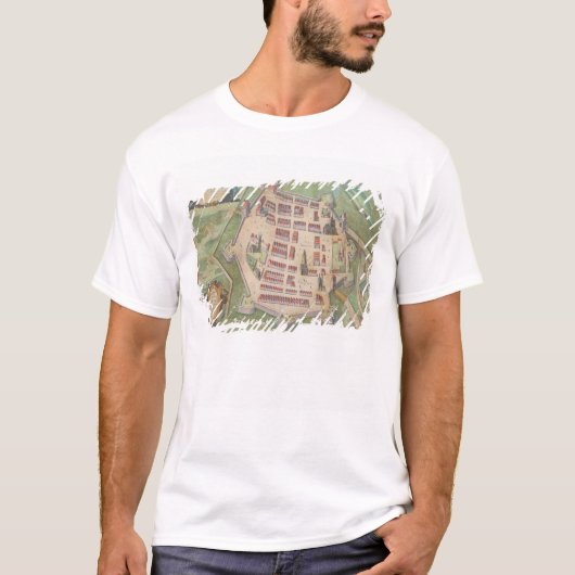Kaart van Zamosc uit "Civitates Orbis Terrarum" do T-shirt (Voorkant)