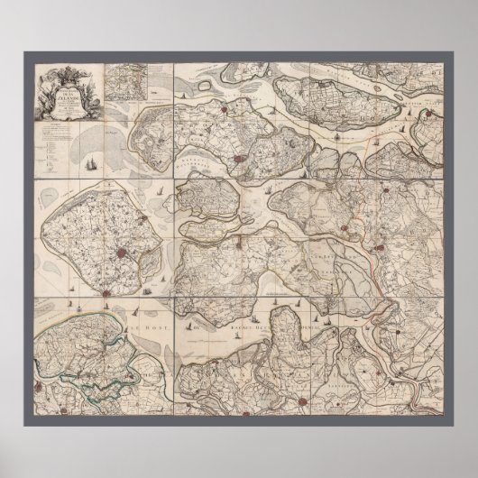 Kaart van Zeeland, Nederland (1748) Poster (Voorkant)
