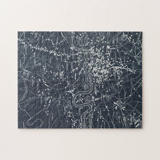 Kaart van Zeppelin en vliegtuigbommen op Londen Legpuzzel (Horizontaal)