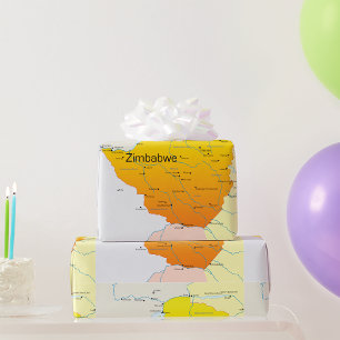 Kaart van Zimbabwe Wrapping Paper Cadeaupapier