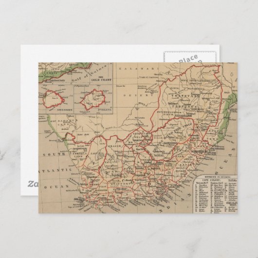  kaart van Zuid-Afrika (1880) (Voorkant / Achterkant)