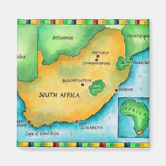 Kaart van Zuid-Afrika Magneet (Voorkant)