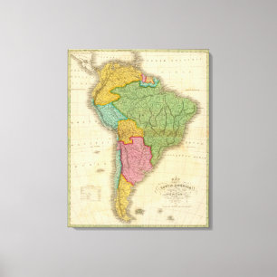 Kaart van Zuid-Amerika 3 Canvas Afdruk