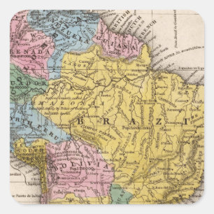Kaart van Zuid-Amerika 5 Vierkante Sticker