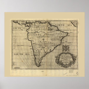 Kaart van Zuid-Amerika (circa 1700) Poster