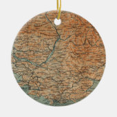 kaart van Zuid-Frankrijk (1914) Keramisch Ornament (Voorkant)