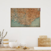 kaart van Zuid-Frankrijk (1914) Poster (Keuken)