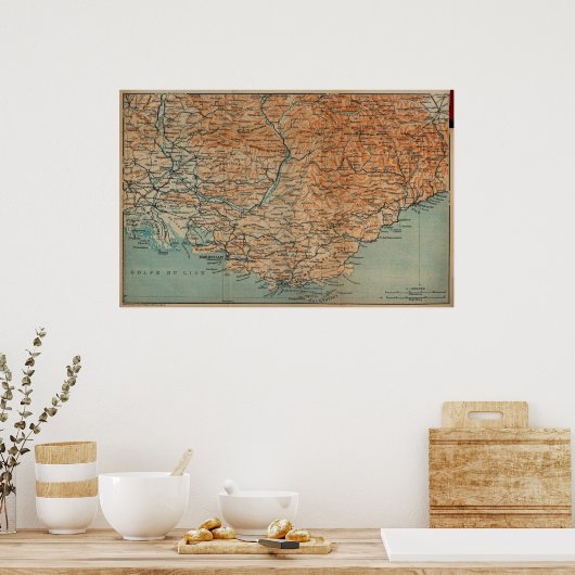  kaart van Zuid-Frankrijk (1914) Poster (Keuken)