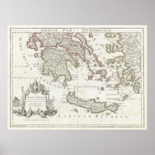 kaart van Zuid-Griekenland (1794) Poster