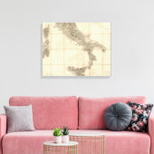 Kaart van Zuid-Italië en aangrenzende kusten Canvas Afdruk (Insitu (Woonkamer))