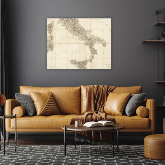 Kaart van Zuid-Italië en aangrenzende kusten Canvas Afdruk