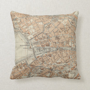 kaart van Zürich Zwitserland (1913) Kussen
