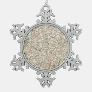 kaart van Zwitserland (1771) Tin Sneeuwvlok Ornament