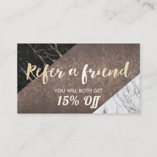 Kaart verwijzing | Modern marmer Gold-script (Voorkant)