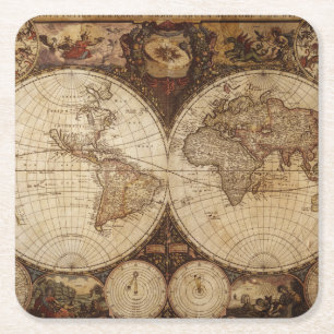  kaart vierkante kartonnen onderzetter