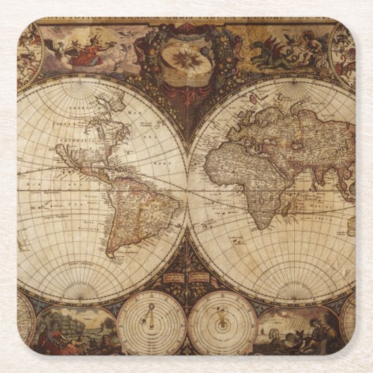  kaart vierkante kartonnen onderzetter (Voorkant)