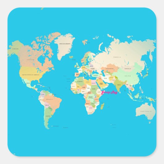 kaart vierkante sticker (Voorkant)