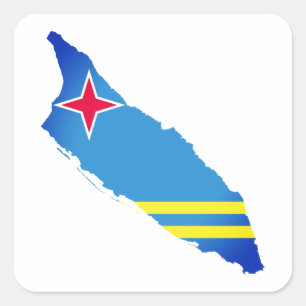 Kaart vlag van Aruba Vierkante Sticker