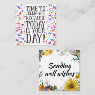 Kaart voegt verjaardagswensen in/verzendt goede we vierkante visitekaartje